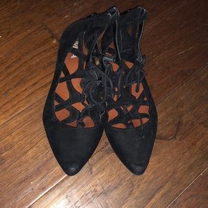 Mia suede strappy lace up flats